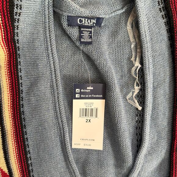 Champs Poncho Cape Cardigan Sweater Women's Size 2X Blue Cotton Blend Aztec NWT - Picture 5 of 8